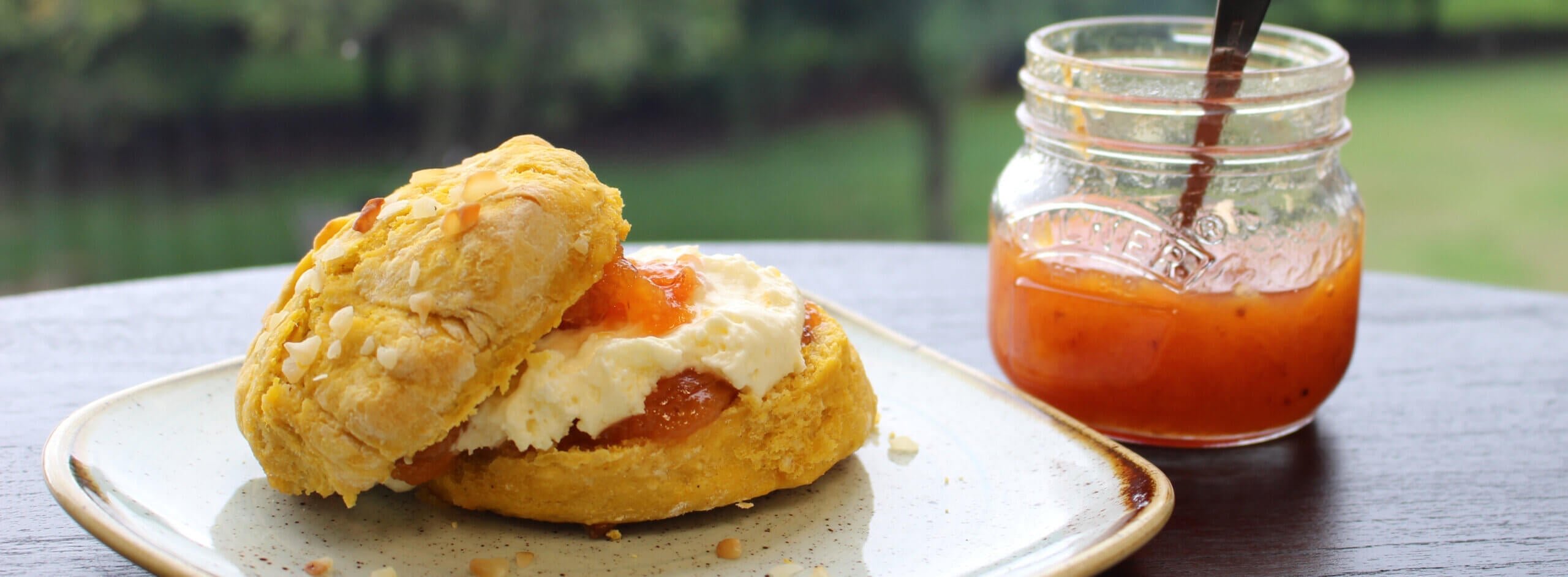 Pumpkin Macadamia Scones with Homemade Peach Jam