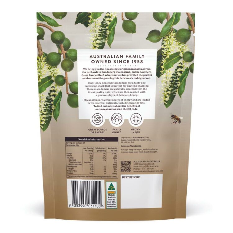 Honey Roasted Macadamias back