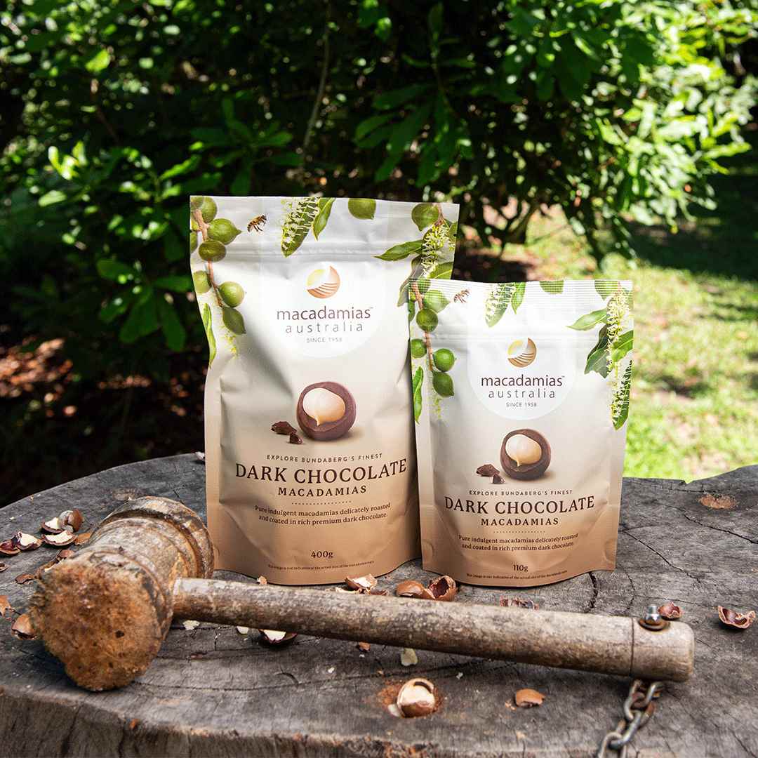 Macadamias Australia Dark Chocolate Macadamias 400g and 110g