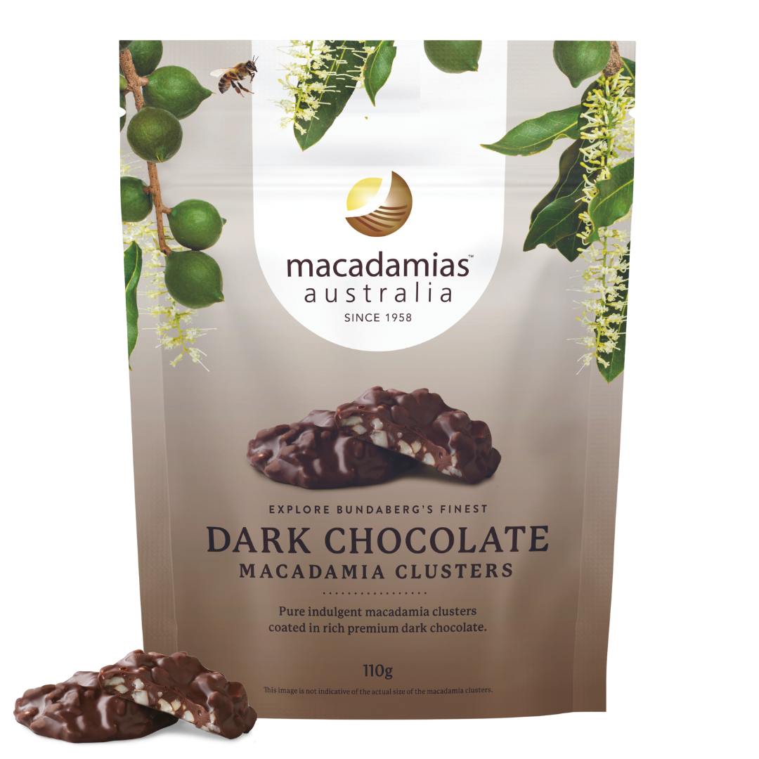 Macadamias Australia Dark Chocolate Macadamia Clusters 110g